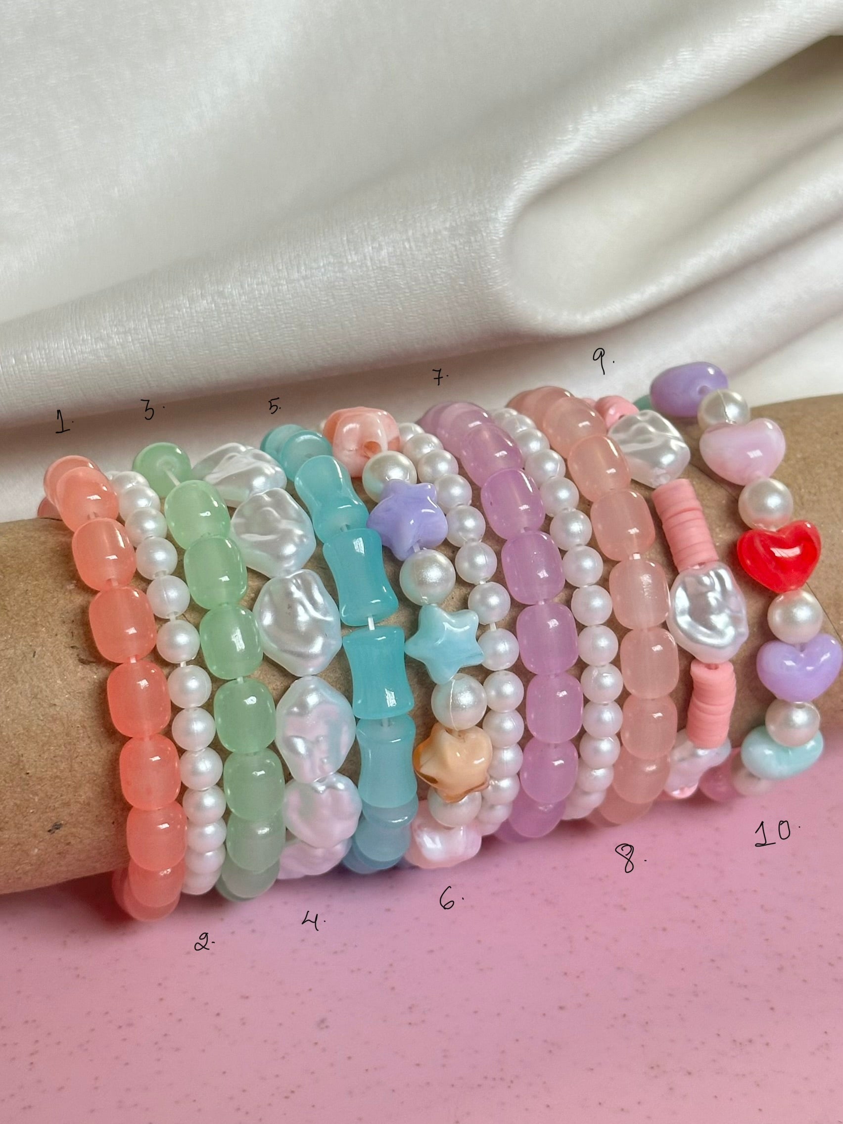 Elastic summer bracelet stack
