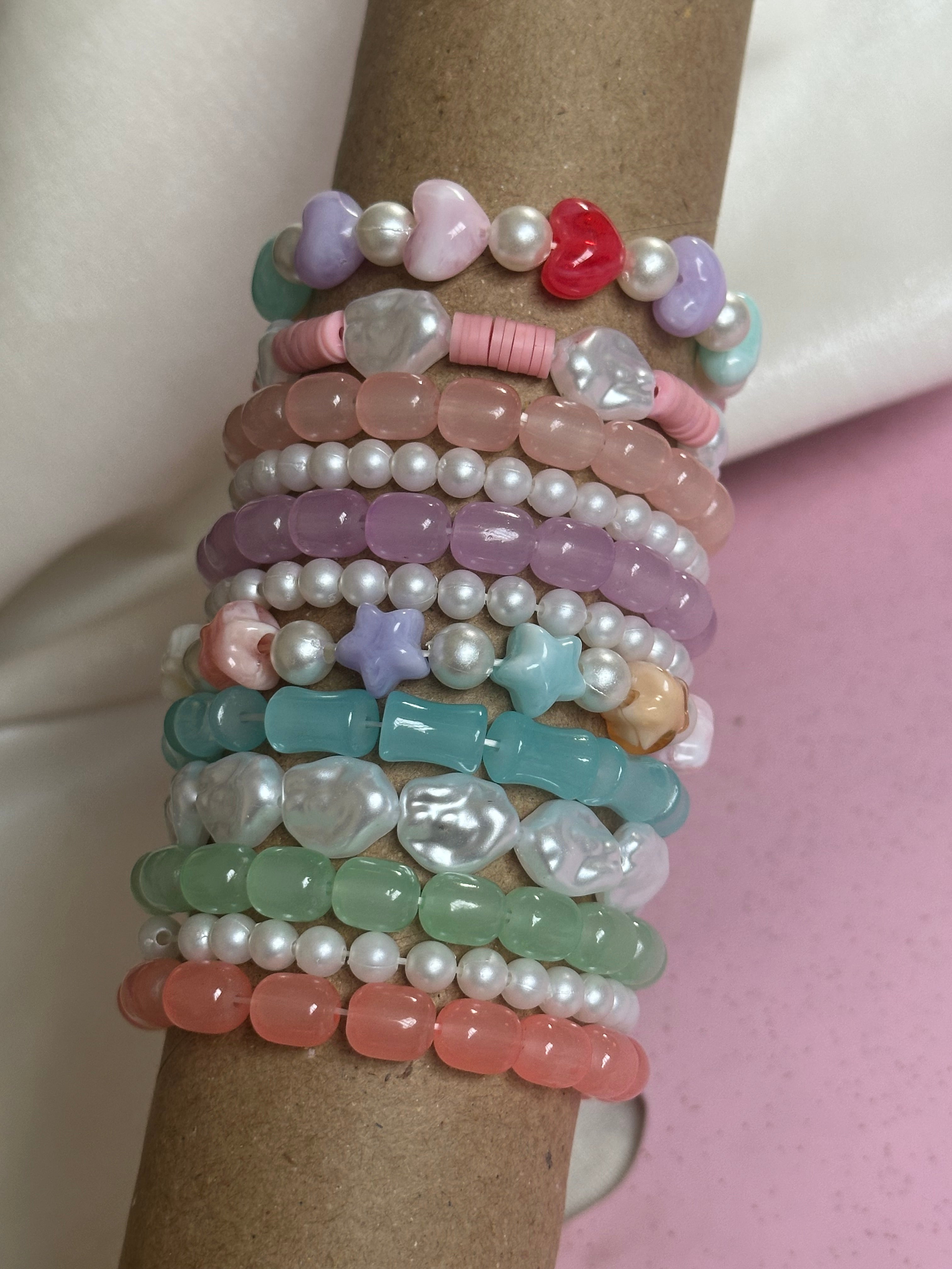 Elastic summer bracelet stack