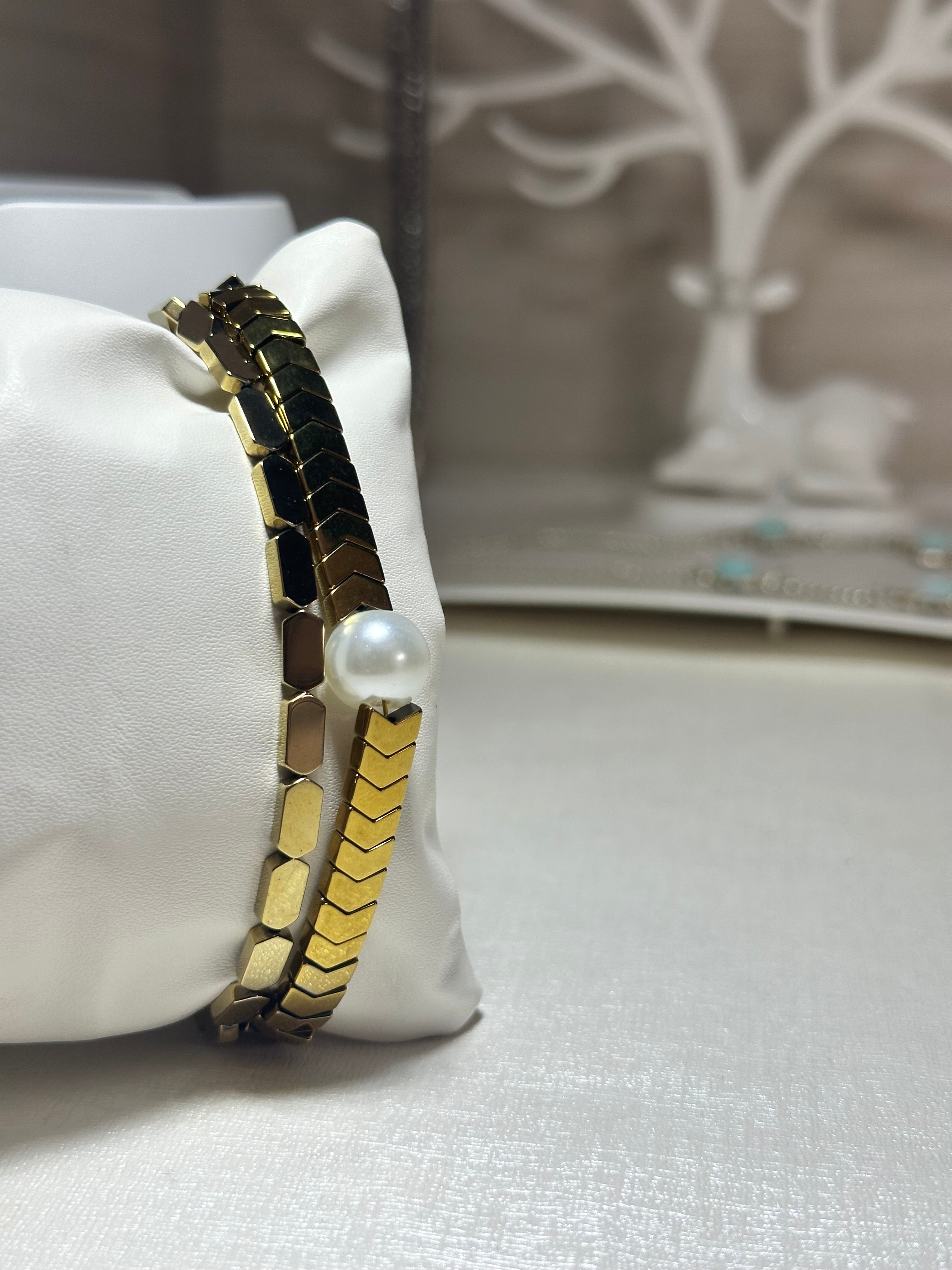 Golden bracelet stack