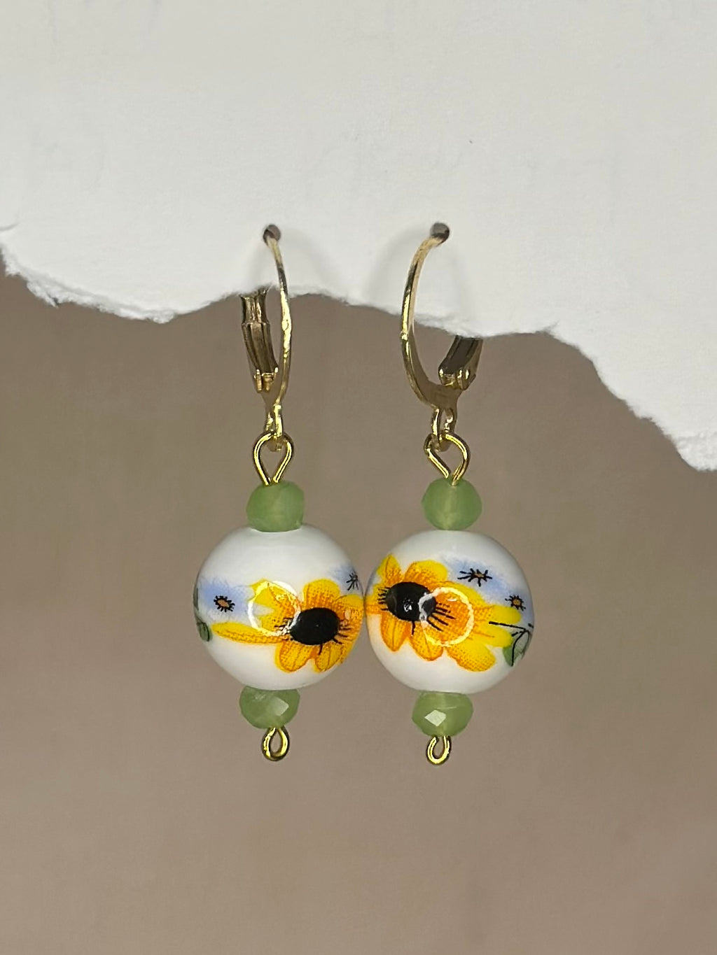 Sunflower drop earrings