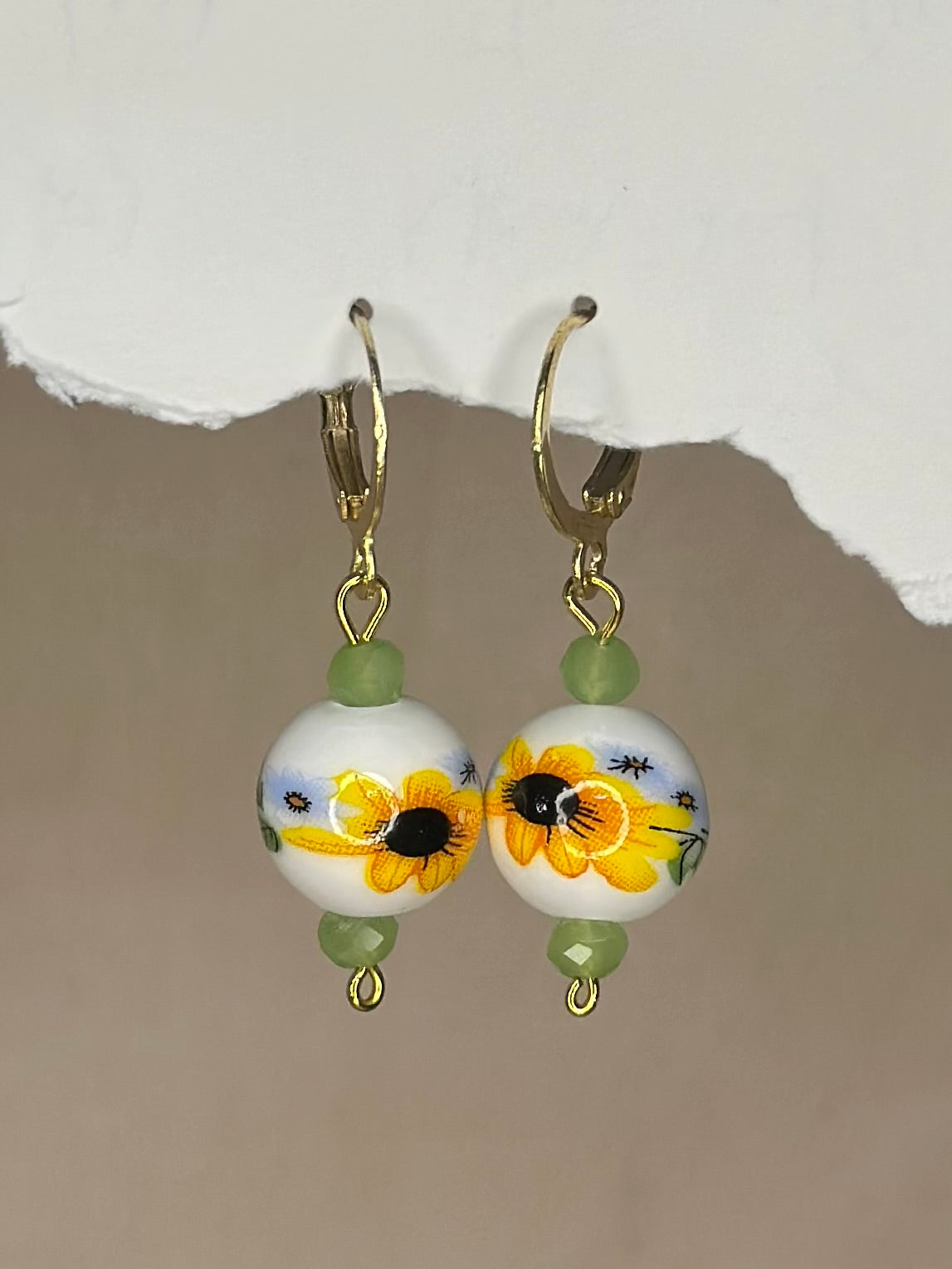 Sunflower drop earrings