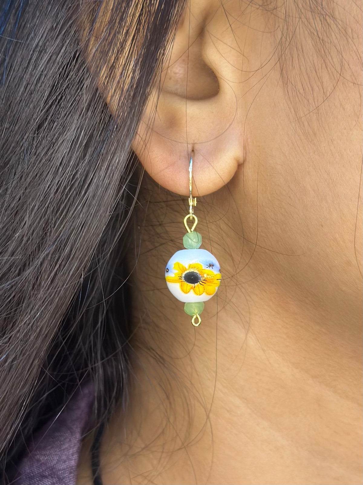 Sunflower drop earrings
