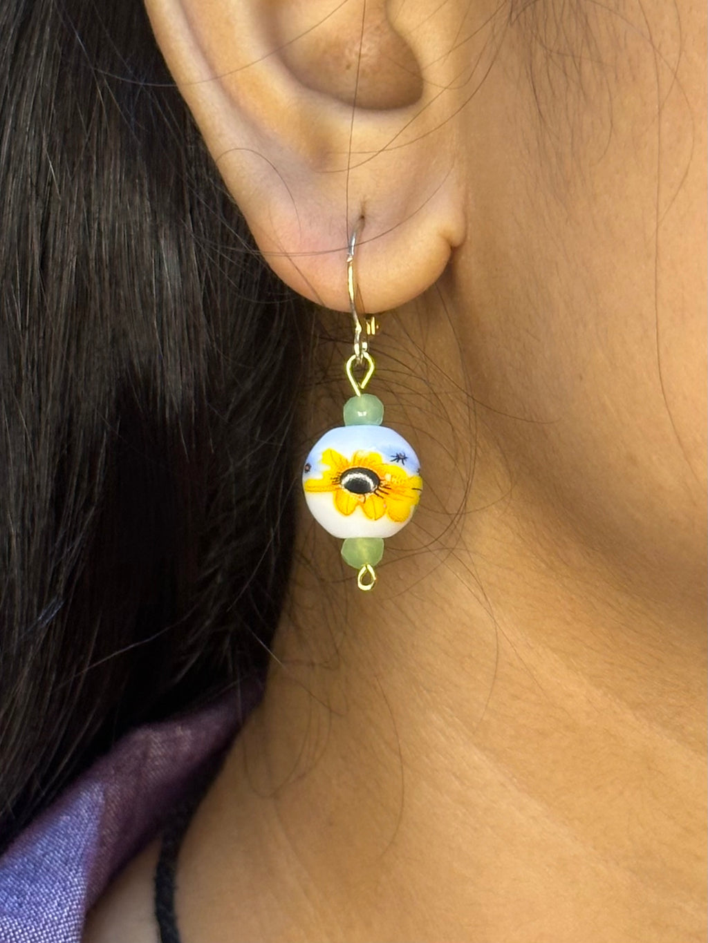 Sunflower drop earrings