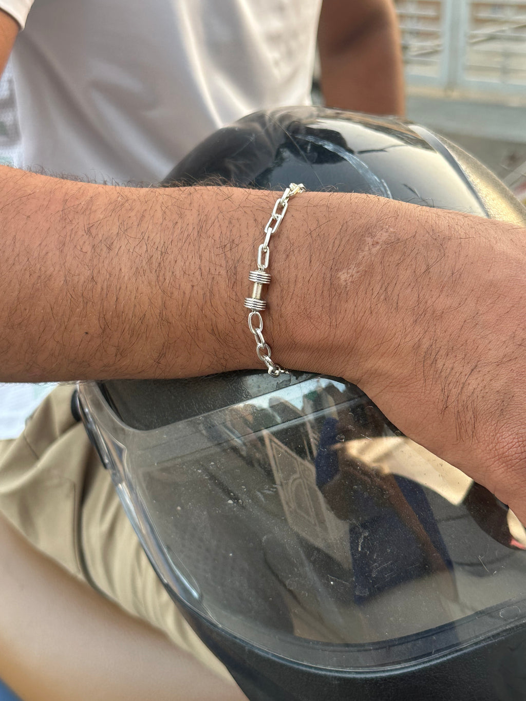 Dumbbell men's bracelet