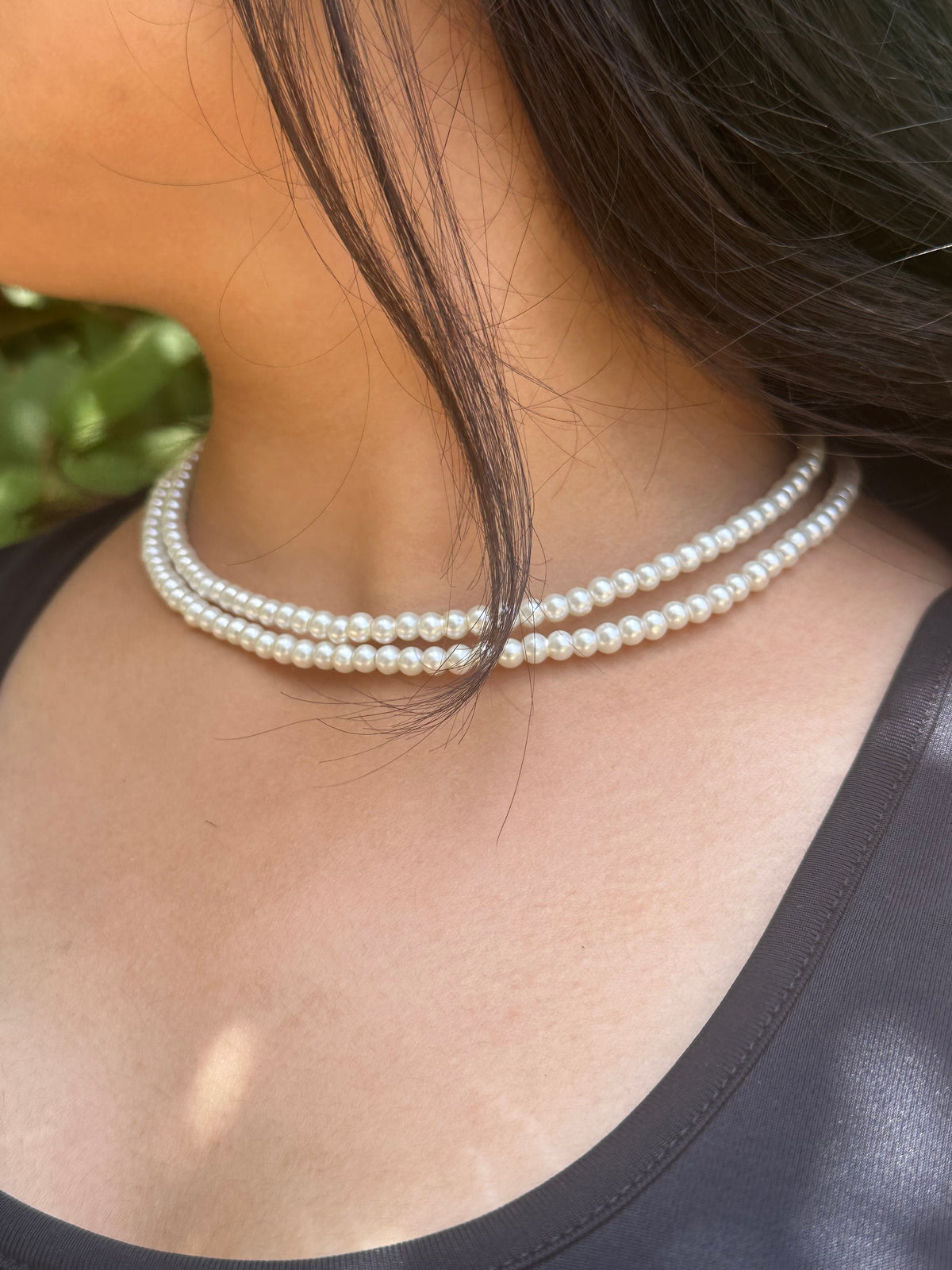 Double layered pearl necklace