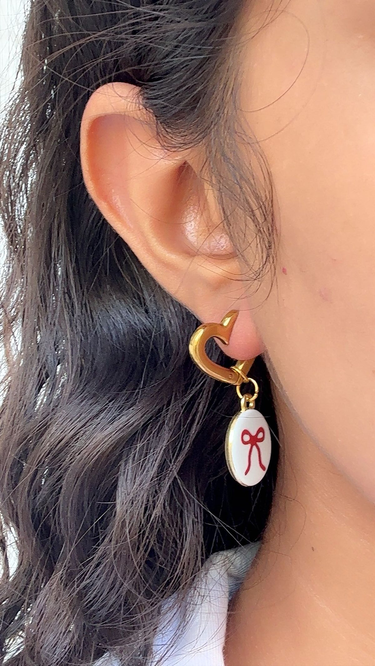 Bow Heart hoops